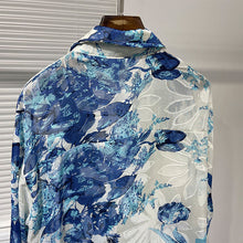 Load image into Gallery viewer, Slanted Placket Large Floral Print Shirt
