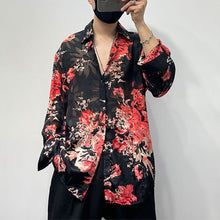 Load image into Gallery viewer, Slanted Placket Large Floral Print Shirt
