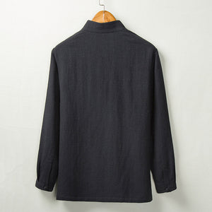 Linen Jacquard Long Sleeve Shirt