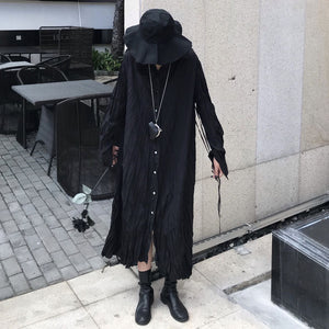 Creased Design Long Shirt Dress