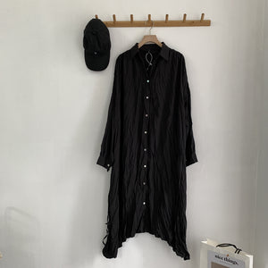 Creased Design Long Shirt Dress