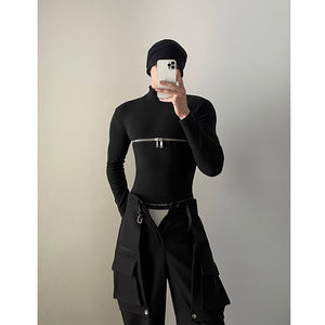 Zip Long Sleeve Turtleneck T-Shirt