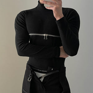 Zip Long Sleeve Turtleneck T-Shirt