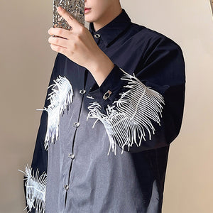 Line Patch Decoration Shirt