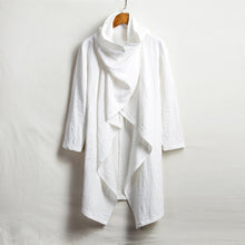 Load image into Gallery viewer, Vintage Linen Mid-Length Stand Collar Trench Coat
