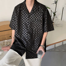 Load image into Gallery viewer, Checkerboard Lapel Short Sleeve Shirt
