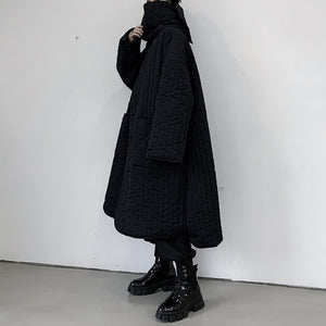 Dark Mid-Long Rhombus Plaid Jacket