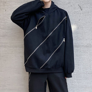 Multi-Zip Cutout Hooded Sweatshirt