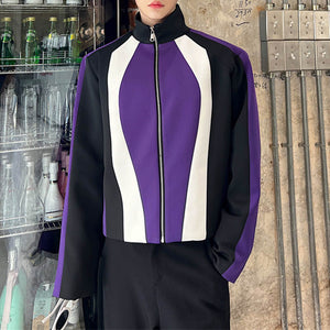 Colorblock Stand Collar Jacket