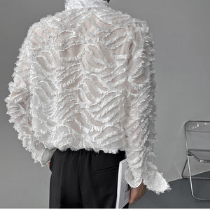 Sheer Fringed Fringed Shirt