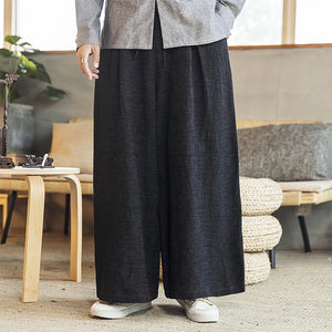 Pleated Linen Wide-leg Pants