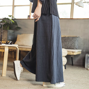 Pleated Linen Wide-leg Pants