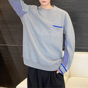 Striped Color Contrast Panel Sweatshirt