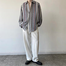 Load image into Gallery viewer, Vintage Stripe Print Lapel Long Sleeve Shirt
