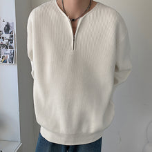 Load image into Gallery viewer, Zippered V-Neck Loose Knit Sweater
