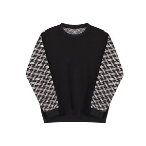 Jacquard Contrast Crew Neck Long Sleeves Sweatshirt