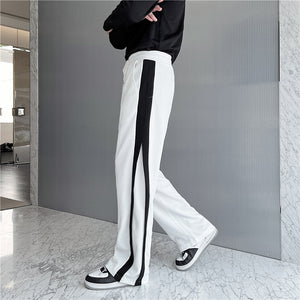 Fall Contrast Slit Casual Pants