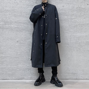 Loose Stand Collar Long Over Knee Windbreaker