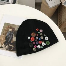 Load image into Gallery viewer, Irregular Button Trim Knitted Hat
