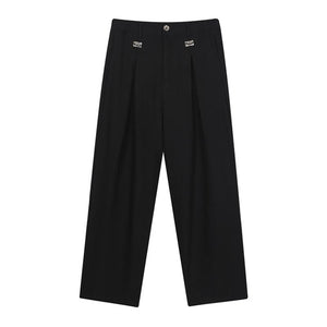 Metal Buckle Trim Casual Trousers