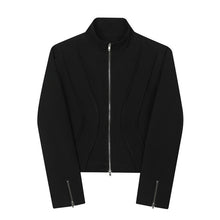 Load image into Gallery viewer, Retro Short Jacket Stand Collar Zipper Jacket
