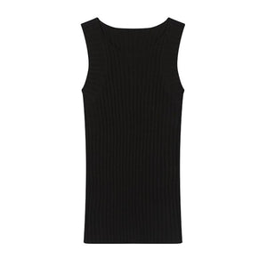 Slim Fit Knit Stretch Crew Neck Tank Top