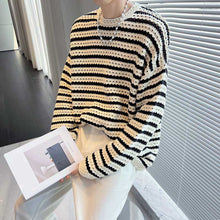 Load image into Gallery viewer, Stripes Dropped Shoulder Long Sleeves Sweater
