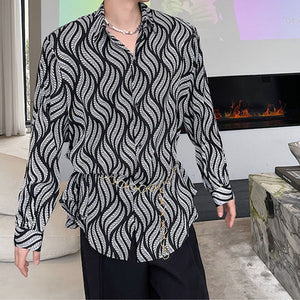 Geometric Pattern Loose Long Sleeve Shirt