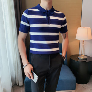 Wide Stripe Slim Fit Polo Shirt