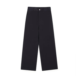 Simple Straight Leg Solid Color Wide Leg Trousers