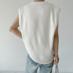 Simple Hollow Sleeveless Knit Vest