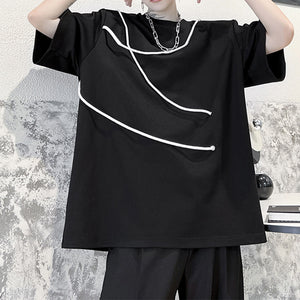 Irregular Tie Shoulder Pad Short Sleeve T-Shirt