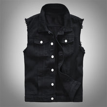 Load image into Gallery viewer, Black Single Breasted Casual Denim Vest
