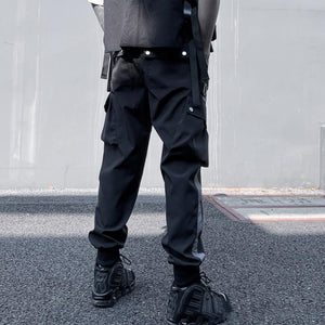 Techwear Contrasting Color White Trim Cargo Pants