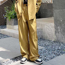 Load image into Gallery viewer, Retro Khaki Check Simple Blazer And Pant Set
