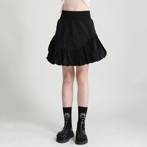 Elastic High Waist Bubble Bud Short Skirt