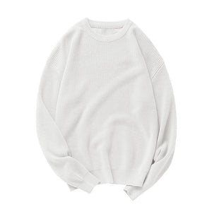 Solid Color Crew Neck Pullover Knitted Sweater