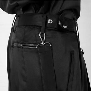 Black Draped Loose Wide Leg Pants