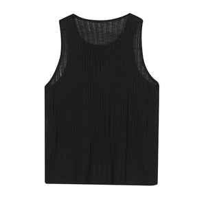 Thin Sheer Crew Neck Tank Top