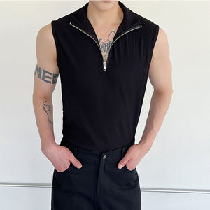 Slim Fit Half-Zip Pullover Tank Top