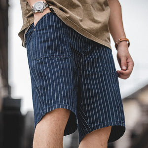 Denim Striped Shorts