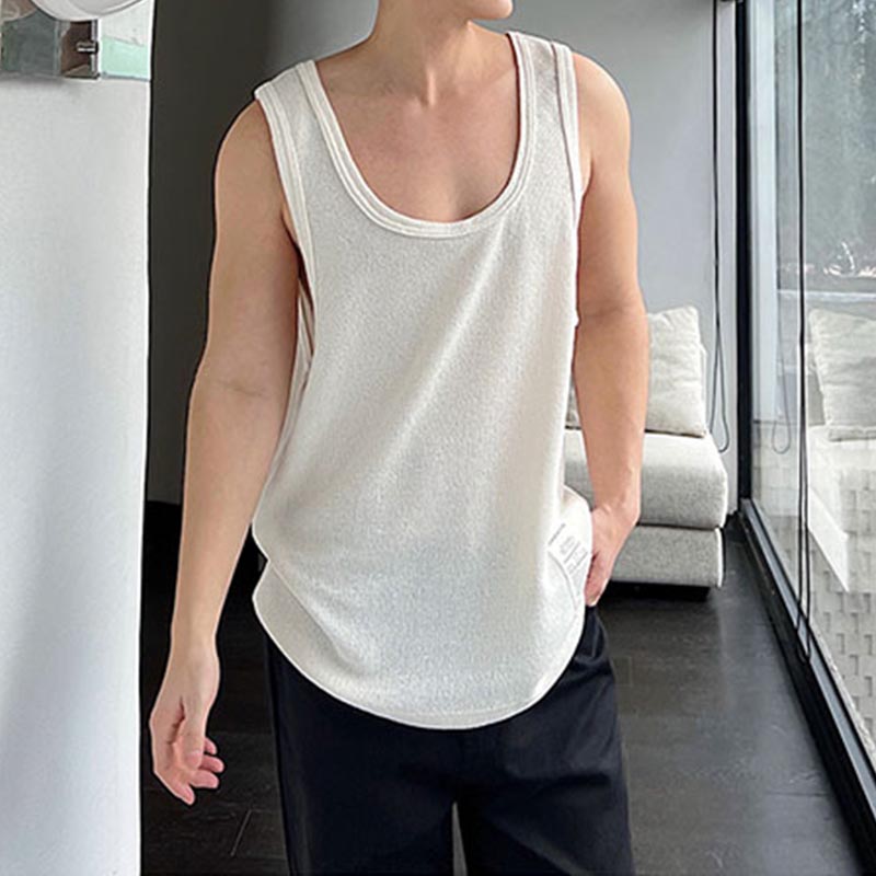 White Thin Loose Sleeveless Vest T-Shirt