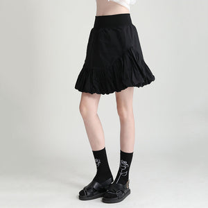 Elastic High Waist Bubble Bud Short Skirt