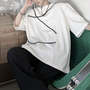 Irregular Tie Shoulder Pad Short Sleeve T-Shirt