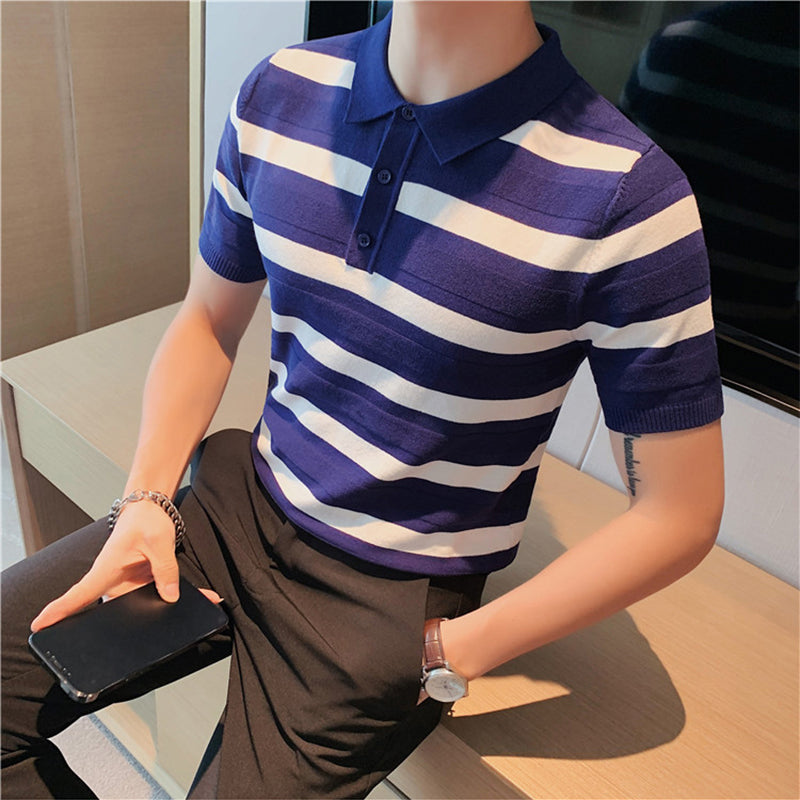 Wide Stripe Slim Fit Polo Shirt