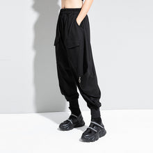 Load image into Gallery viewer, Elastic Waist Loose Dark Harem Pants
