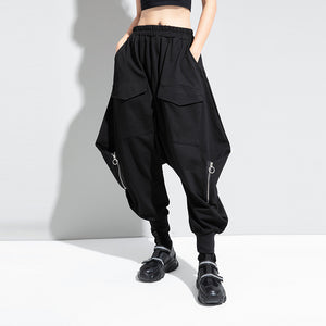 Elastic Waist Loose Dark Harem Pants