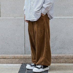 Loose Drawstring Corduroy Trousers