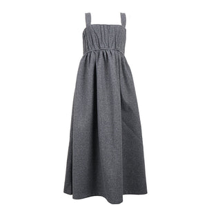 Woolen Pleated Strappy Dress