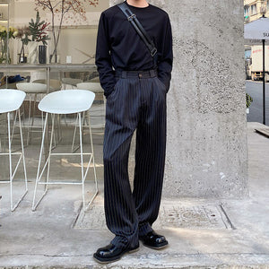 Pinstripe Loose-fitting Slacks